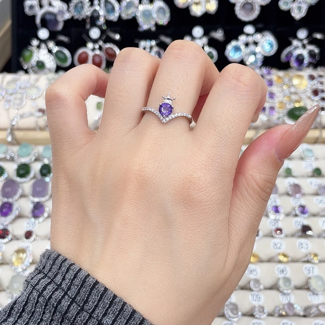 银S925镶嵌紫晶戒指