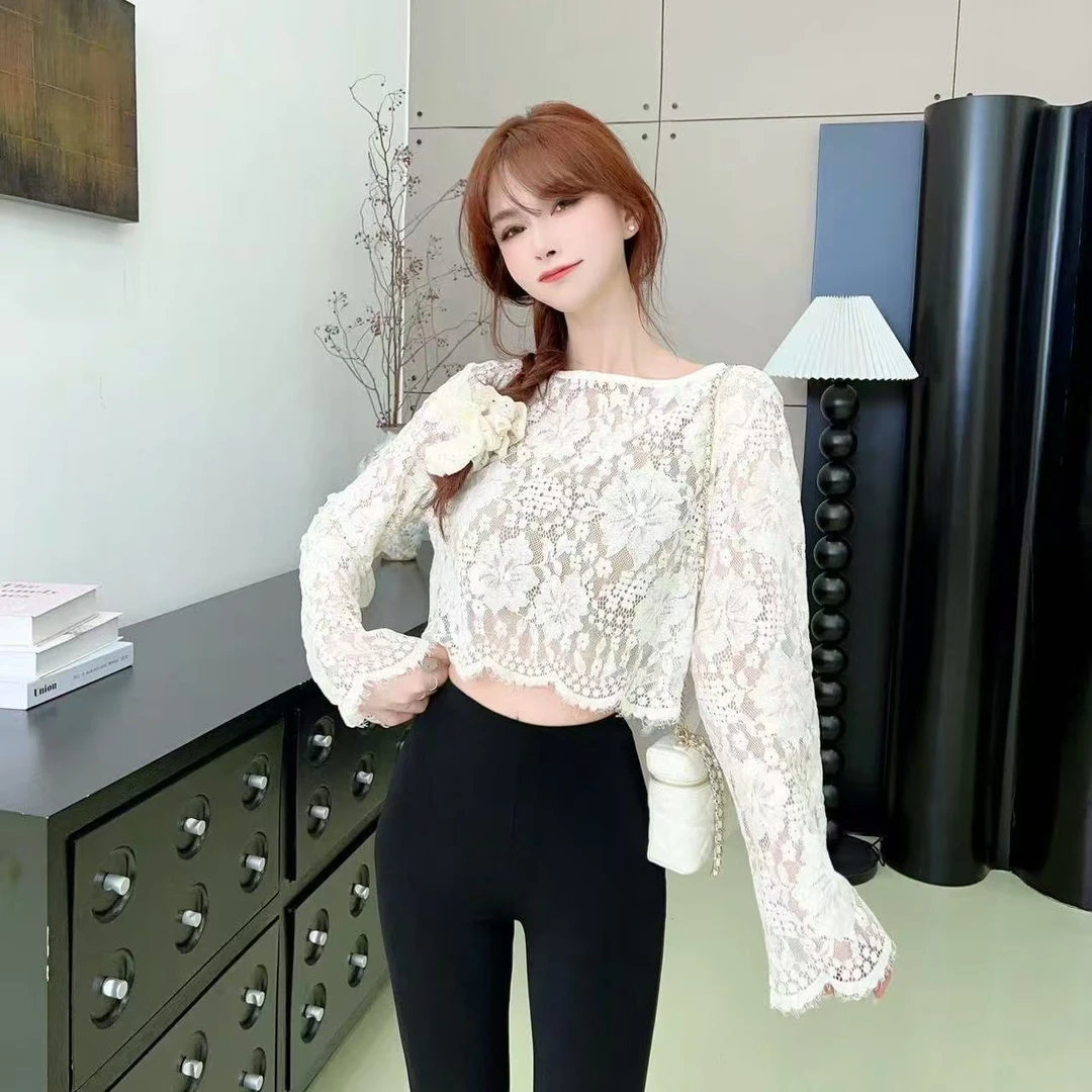 【梦幻女神】蕾丝衫女夏季薄款防晒设计感镂空2025新款#8665