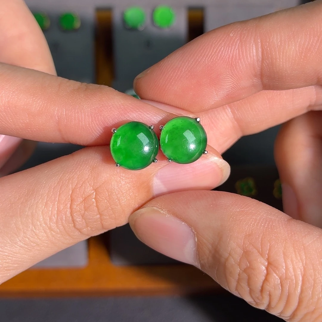 翡翠银S925镶嵌耳饰耳饰