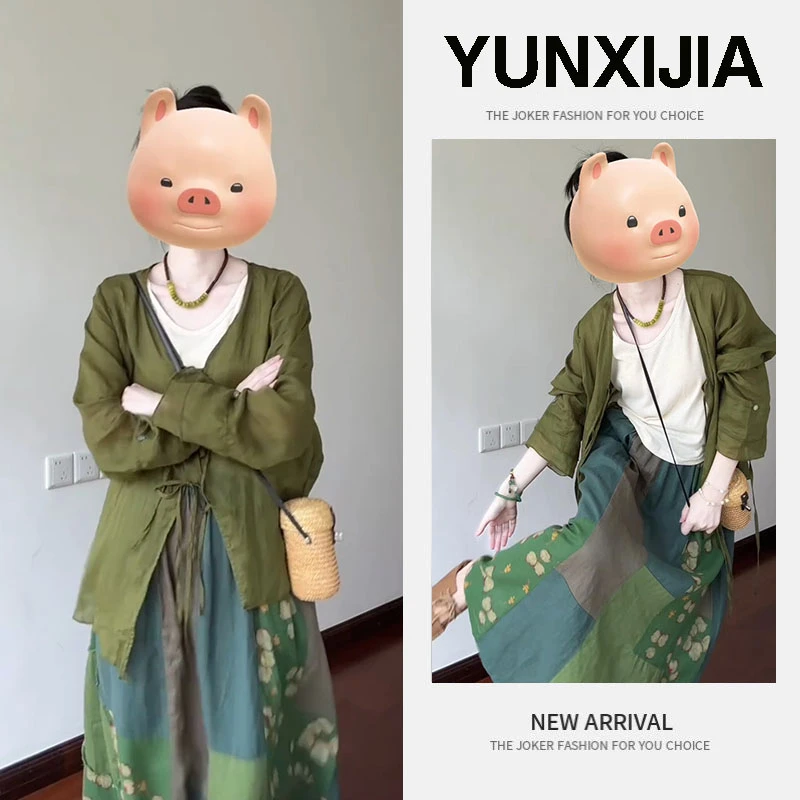 2025夏季新款时尚韩版简约设计感内搭吊带开衫半身裙三件套