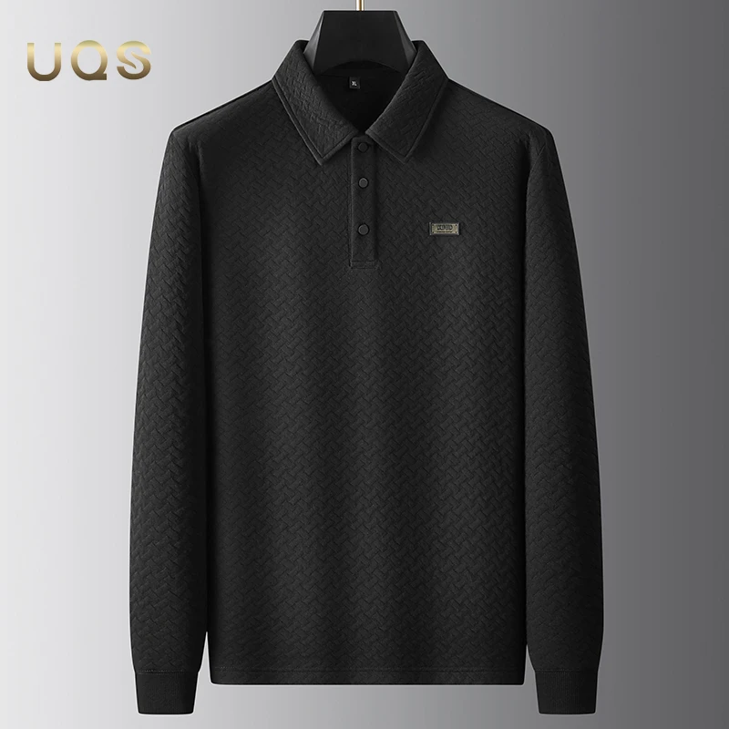 大码套头翻领男士POLO衫秋季新款长袖上衣简约亲肤商务休闲百搭款