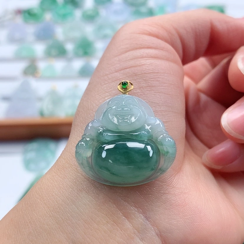 【闪购商品】翡翠吊坠(赠链)18K金镶嵌