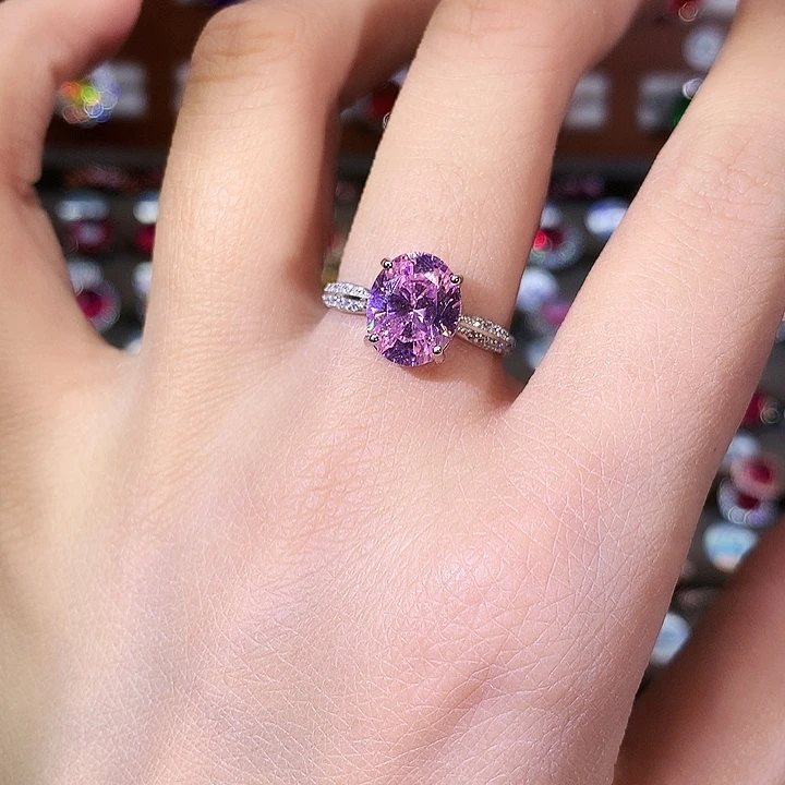 碧玺戒指银S925镶嵌白810