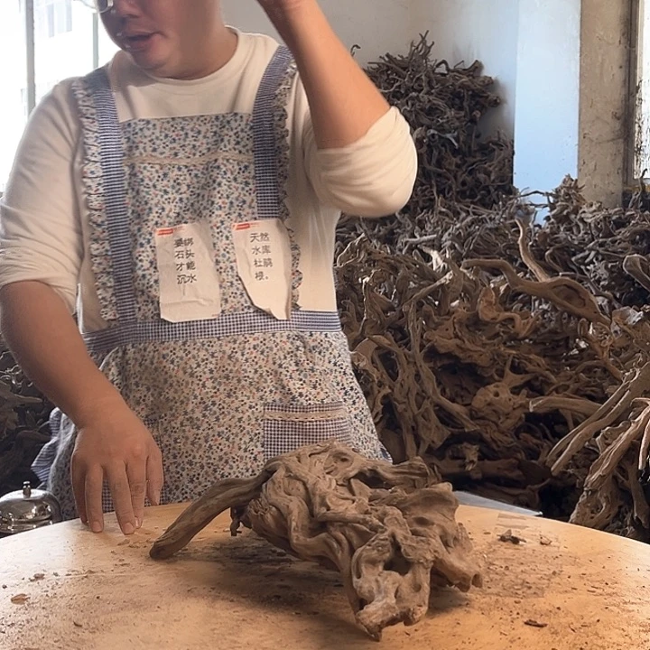 木403010鱼塘造景根雕作品12