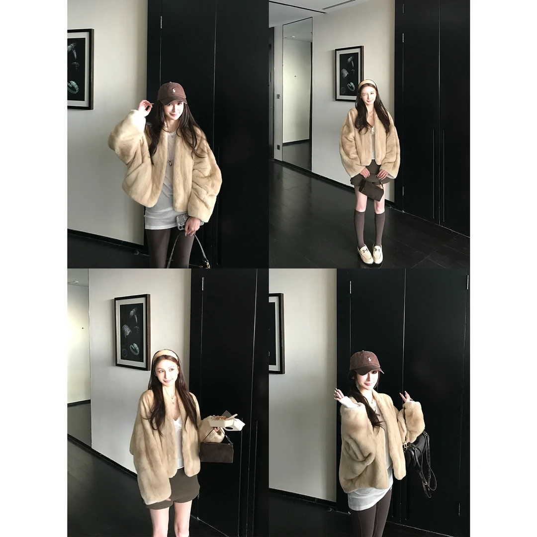 嵿奢芬兰进口saga超皇冠天鹅绒原色整貂! 贵气斗篷式小