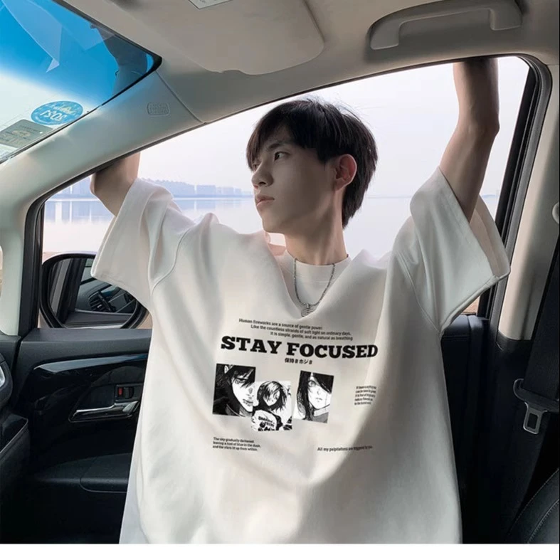 港风潮牌高街美式短袖T恤男夏季2025新款宽松半袖ins重磅纯棉体恤