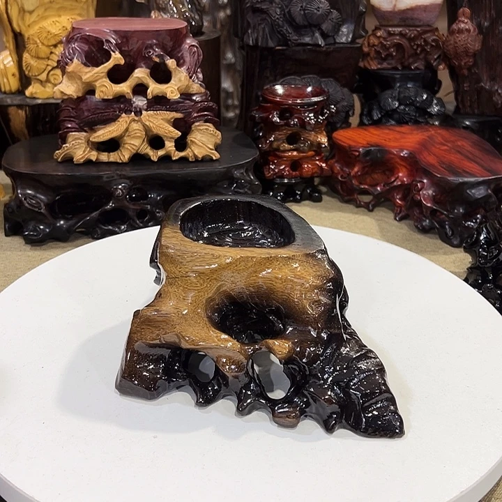 欢***2木国标鸡翅木挖槽底座皮料一个