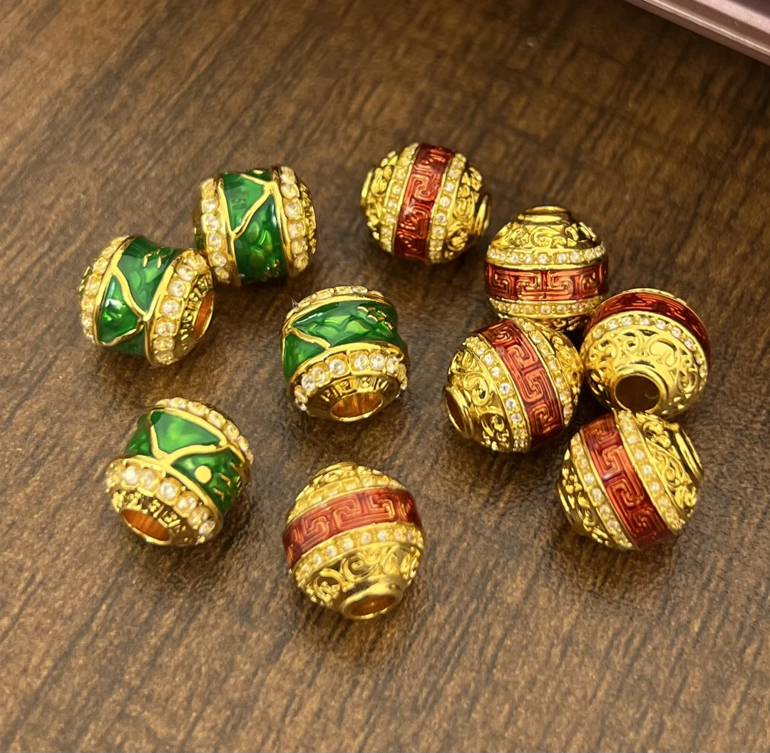 【质检发货】l 8 k珐琅镶嵌时来运转桶珠转运珠手绳配件吊坠diy