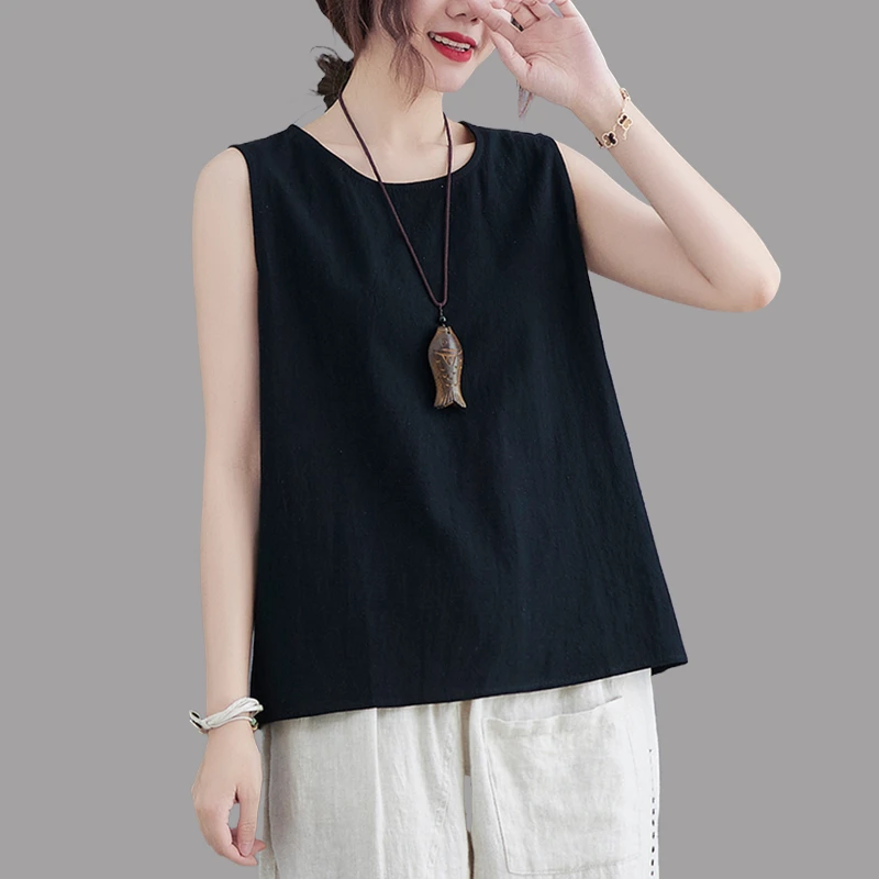 时尚洋气黑色无袖T恤2025夏季新款女减龄遮肉高级感背心上衣