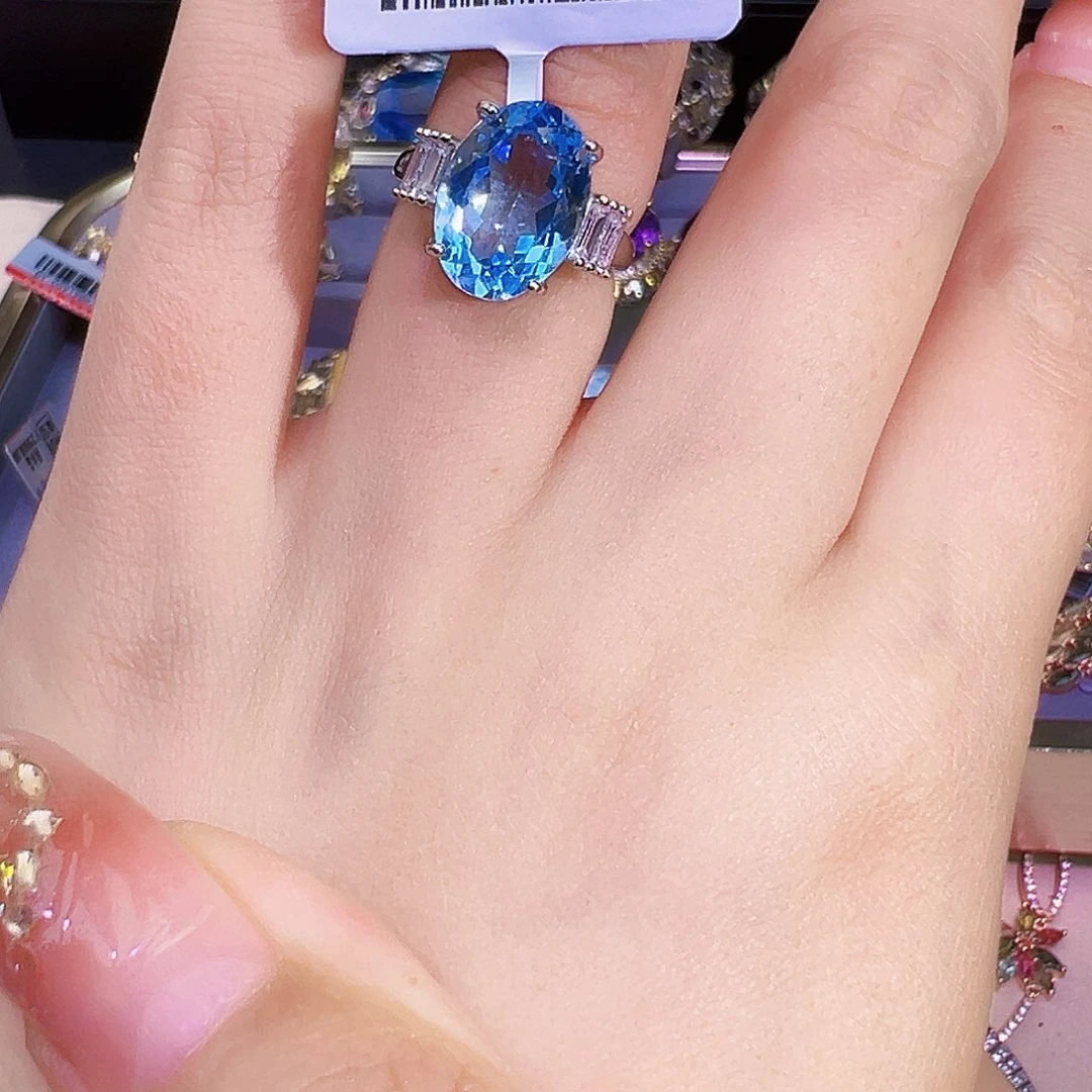 银S925镶嵌戒指托帕石