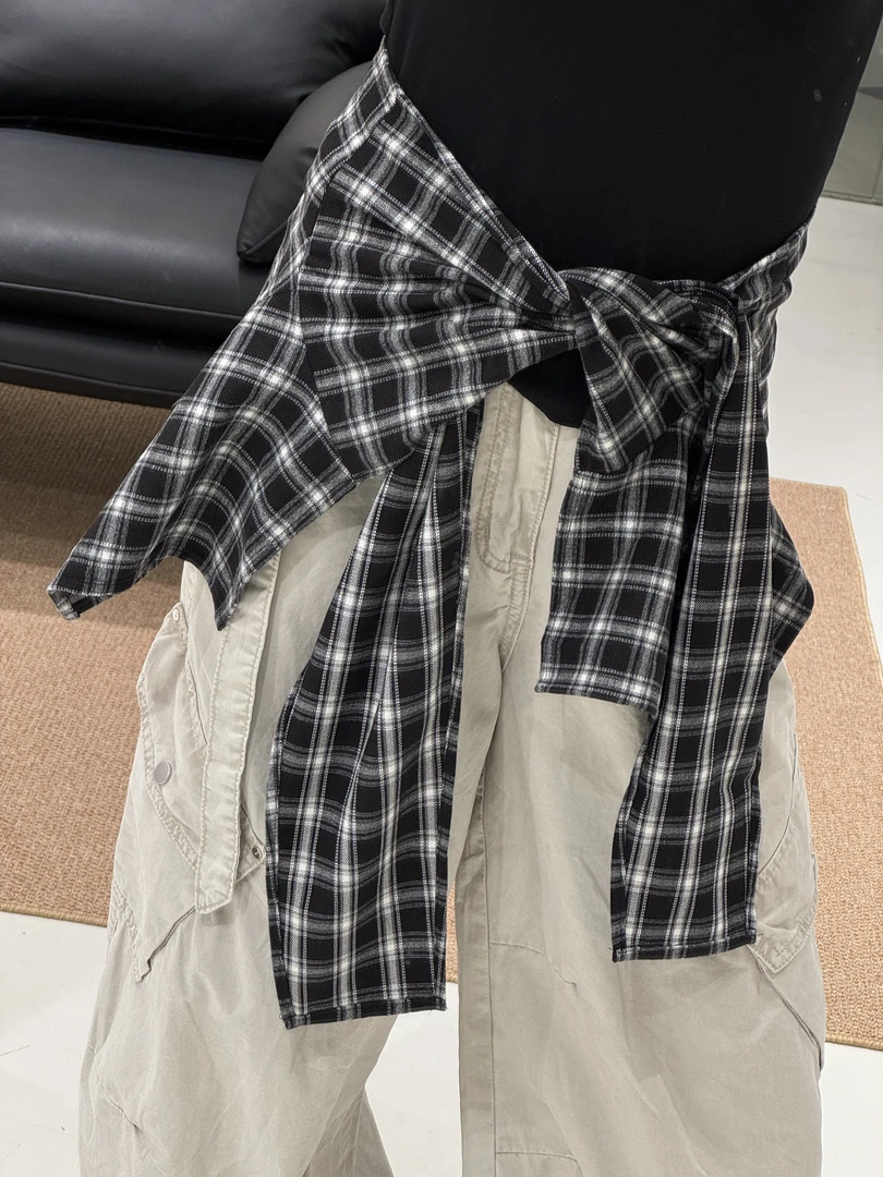 新款搭配装饰格子屁帘披肩百搭单品夏季