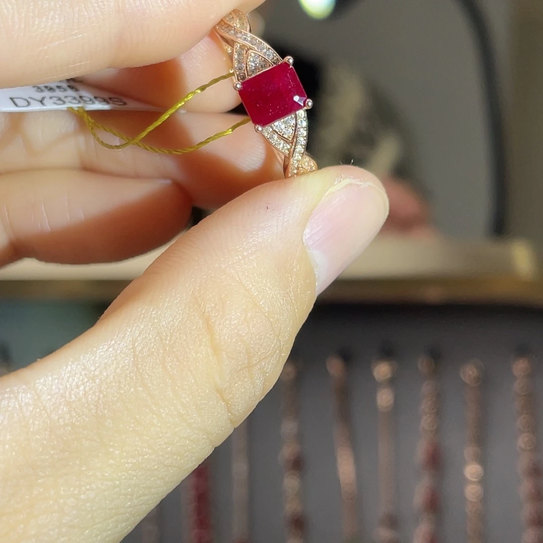 戒指红宝石银S925镶嵌