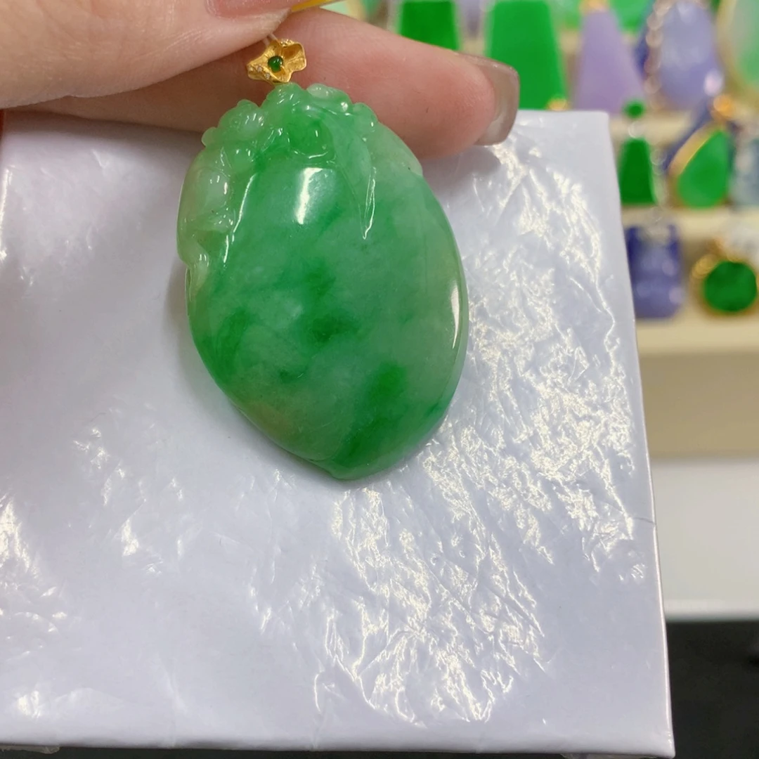 翡翠18K金镶嵌吊坠(不含链)