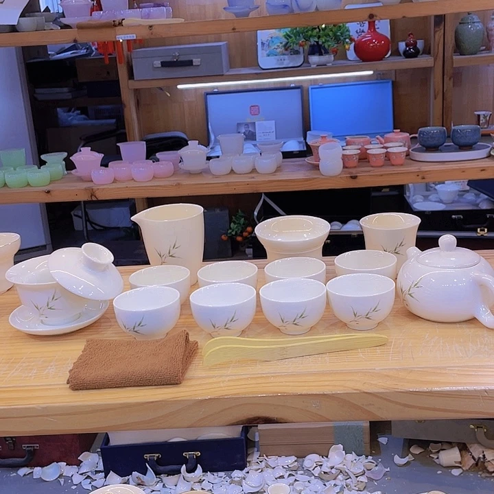 竹节高升羊脂玉套装