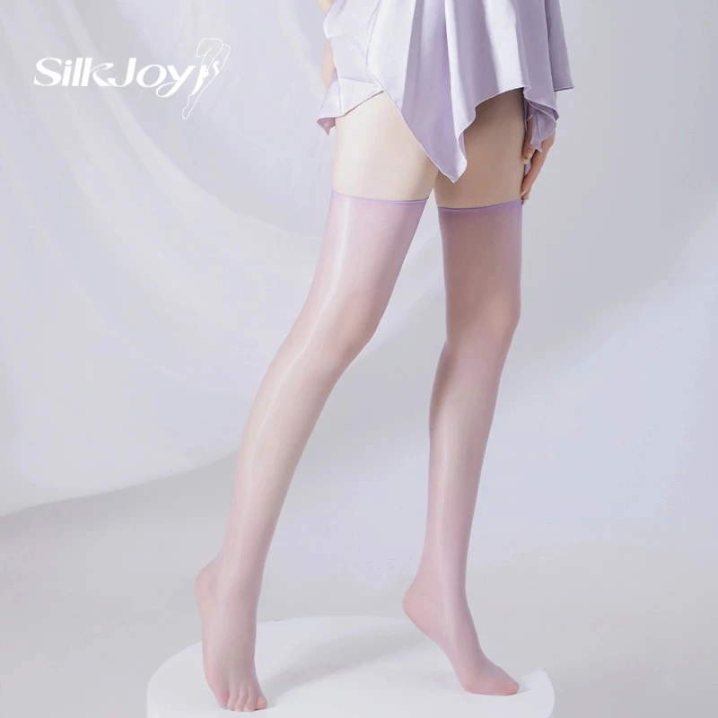 「极欲紫」SilkJoy无边性感极光长筒袜过膝纯欲紫色丝袜0D超薄丝袜