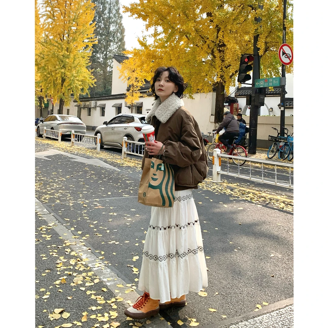 【财阀】3718冬季新款90鹅绒韩系高级感毛绒翻领派克服羽绒服C