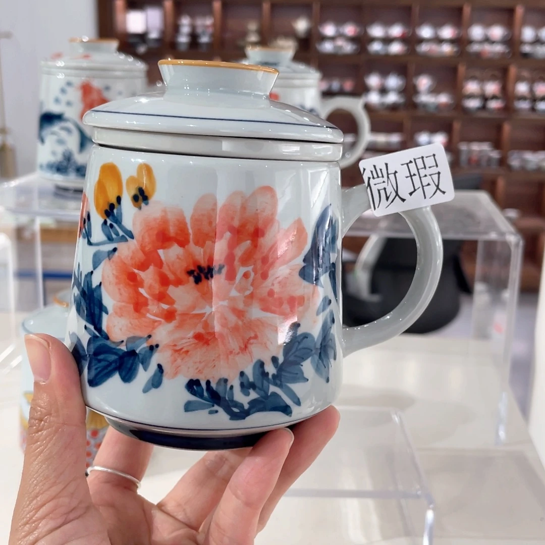 釉下手绘茶具微瑕