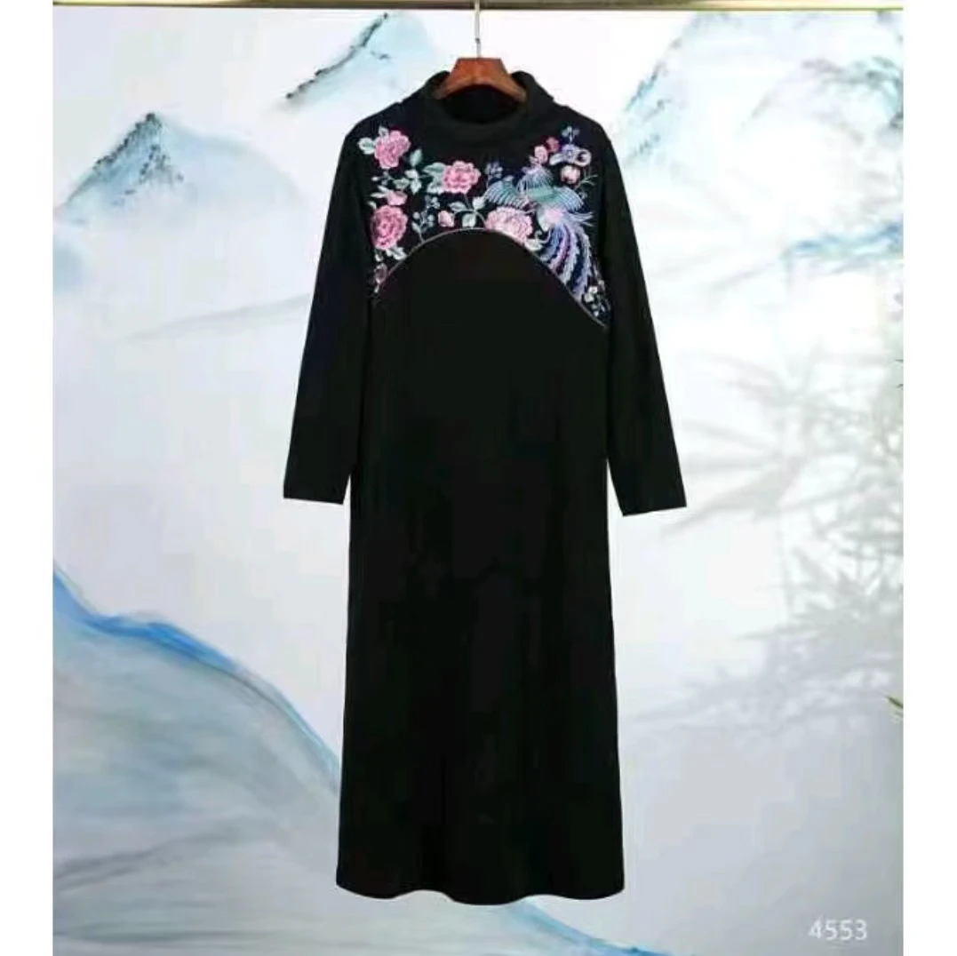 【玉花容】加密棉满绣  中款气质 显瘦连衣裙