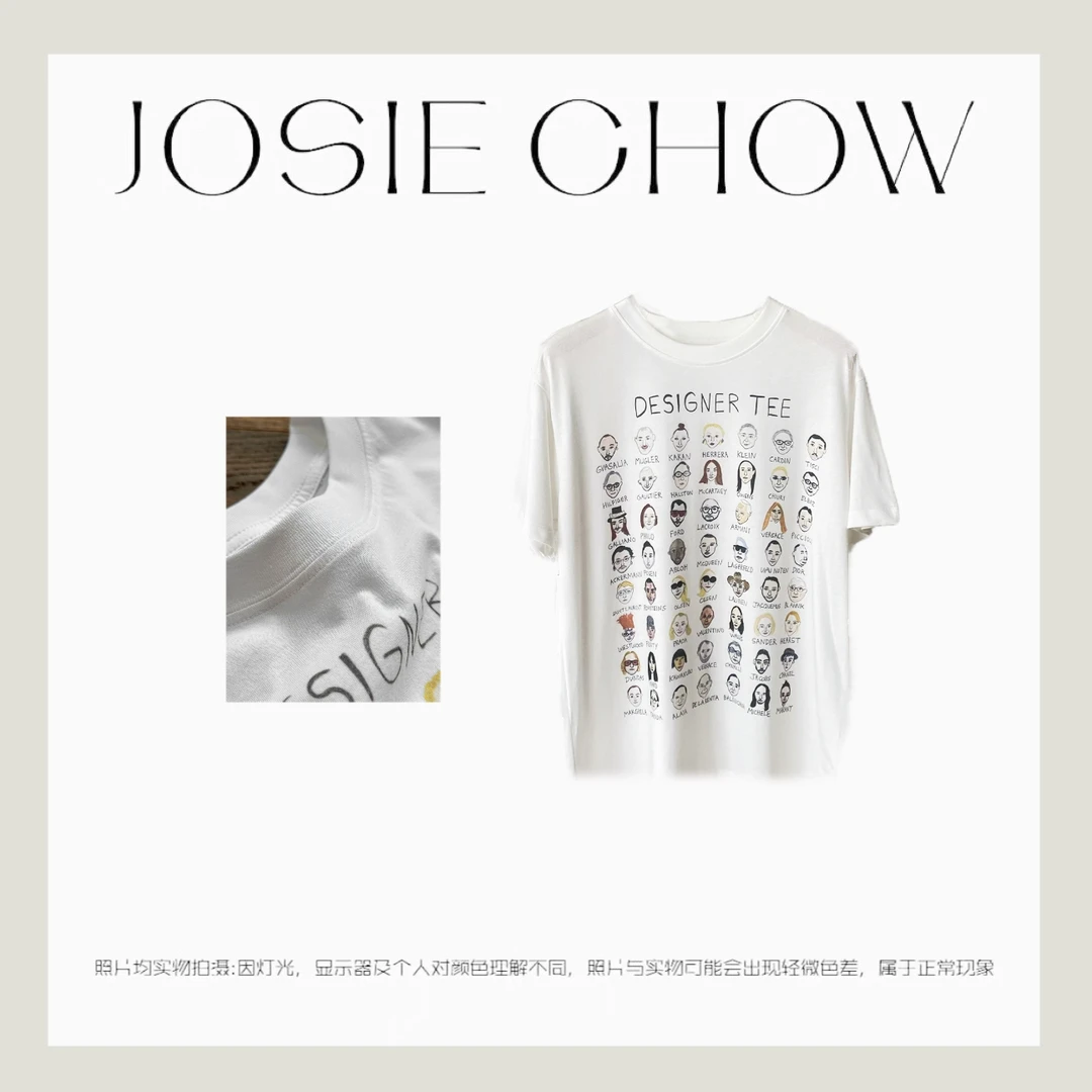 JOSIE CHOW【人像T】卡通风圆领常规款短袖T恤。JC4900183