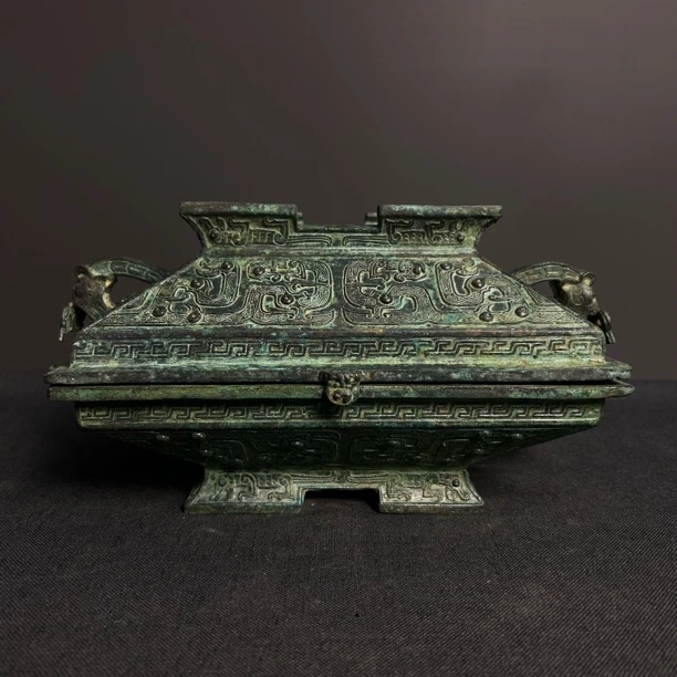 春秋 青铜交龙纹簠仿古青铜器收藏品礼品古风装饰办公室博古架