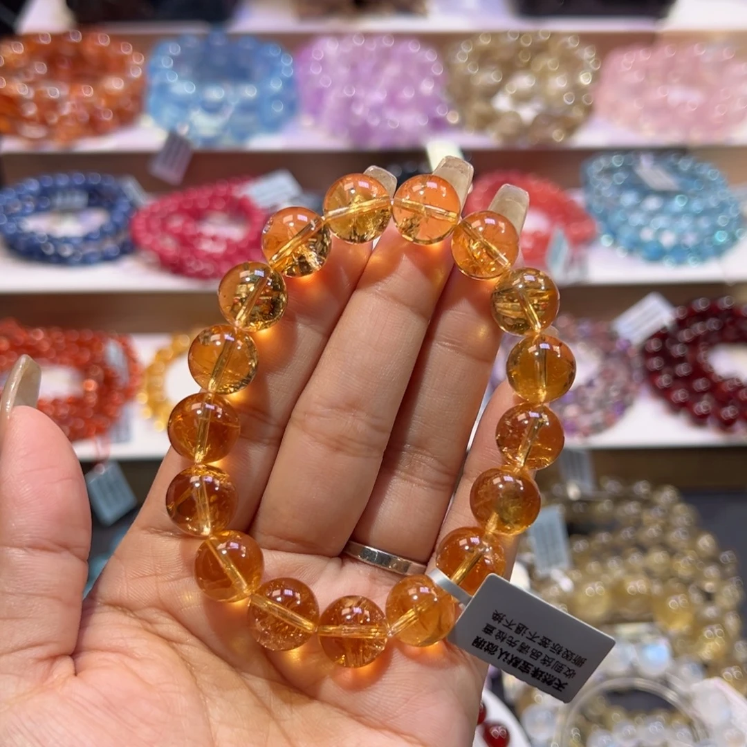 水晶手串未镶嵌金红料暴力黄阿赛12