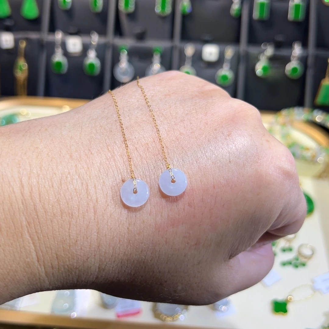 颈饰18K金镶嵌翡翠耳线