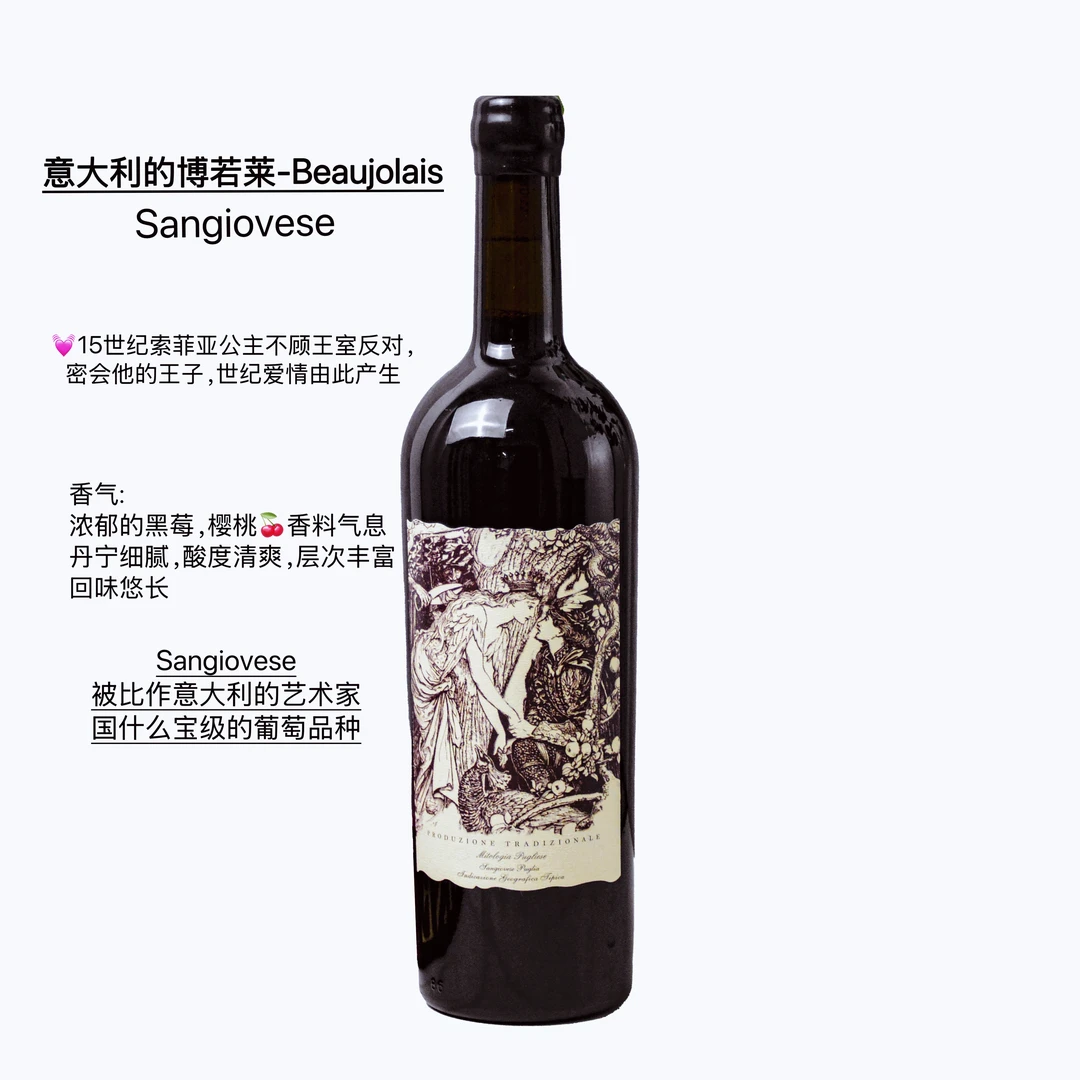 【意大利的博若莱】Sangiovese意大利艺术家 普利亚神话干红葡萄酒
