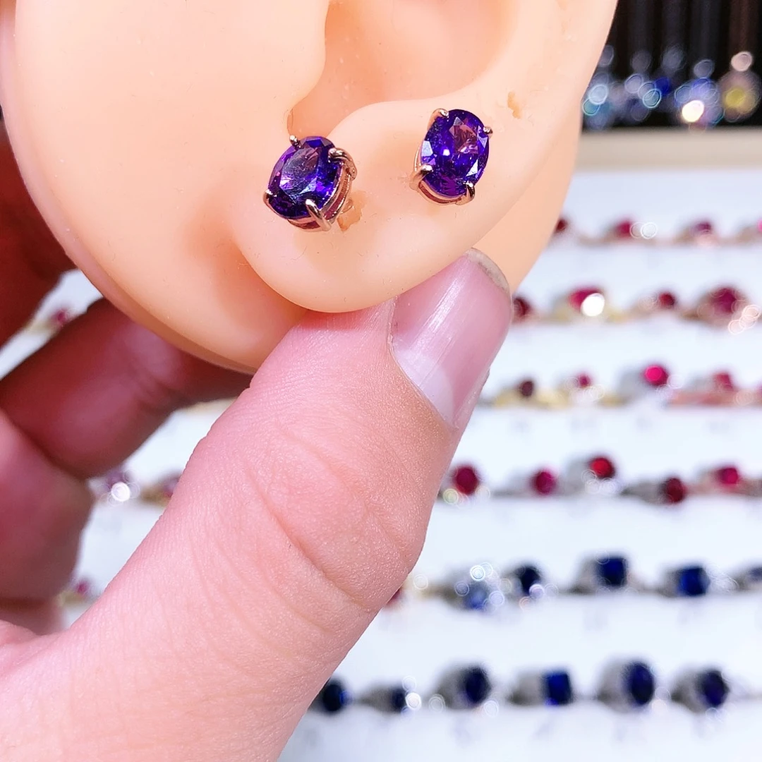 紫晶耳饰银S925镶嵌1111111111