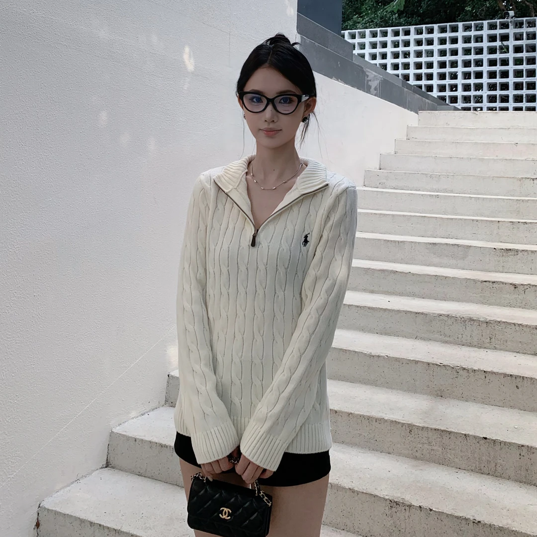 骑士绞花针织半拉链毛衣立领2025半高领保暖秋冬【男女同款】