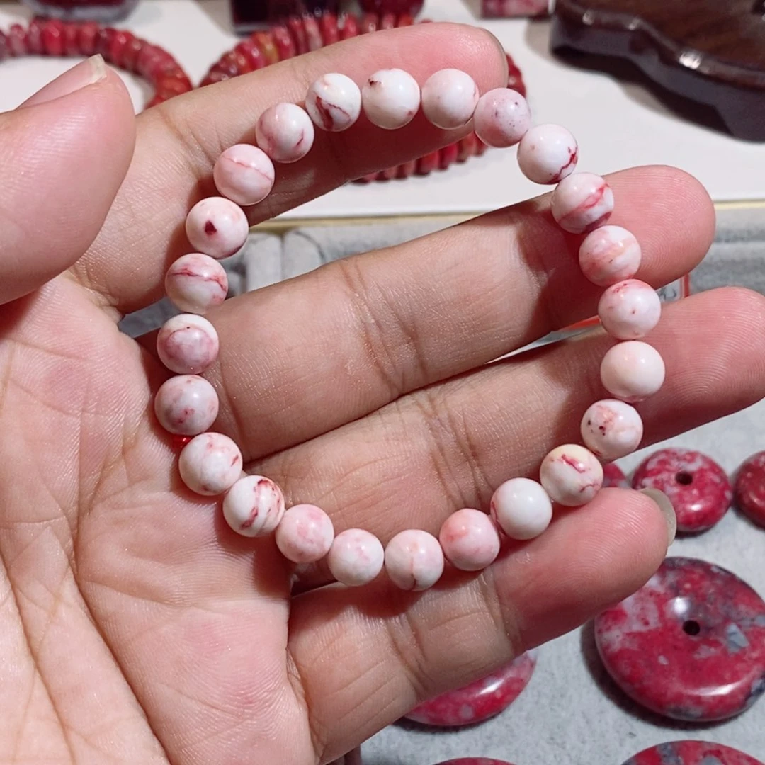 天然辰砂原石手串