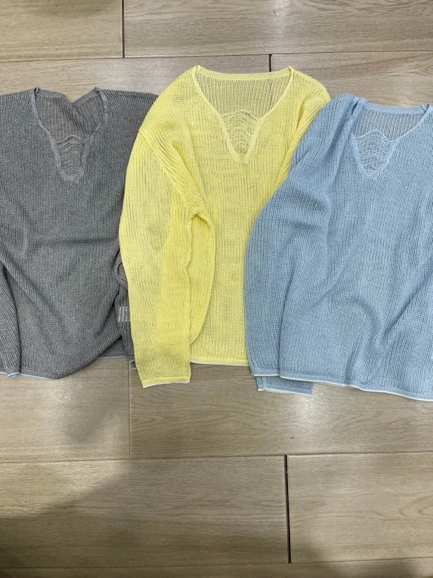 【大欣家】8699「三角流苏领」拼边针织衫