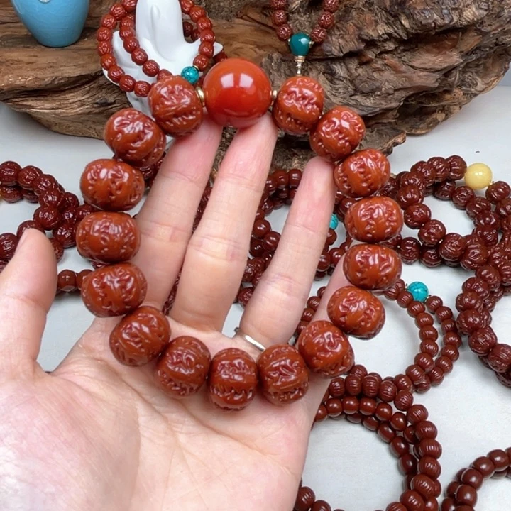 猴头核桃吊坠八棱17➕红盘