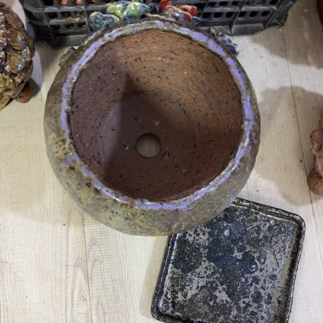 ︶***—泥塑古镇炻陶花盆