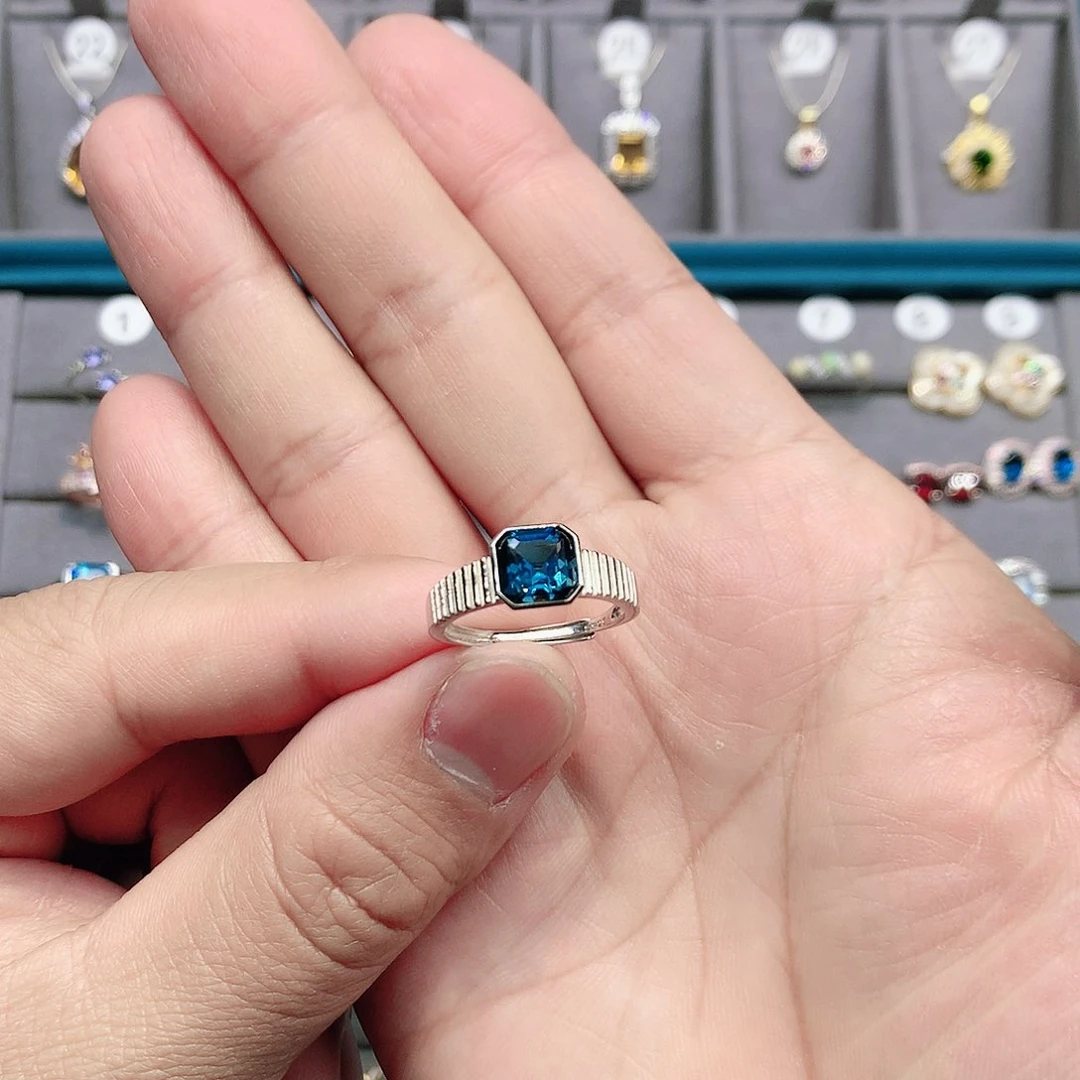 托帕石戒指银S925镶嵌托帕石戒指