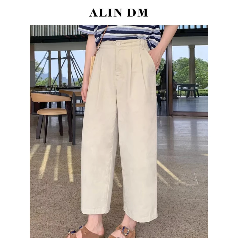 ALINDM【随风入夏】大码女装微胖mm宽松显瘦高腰窄版直筒裤 IG5070