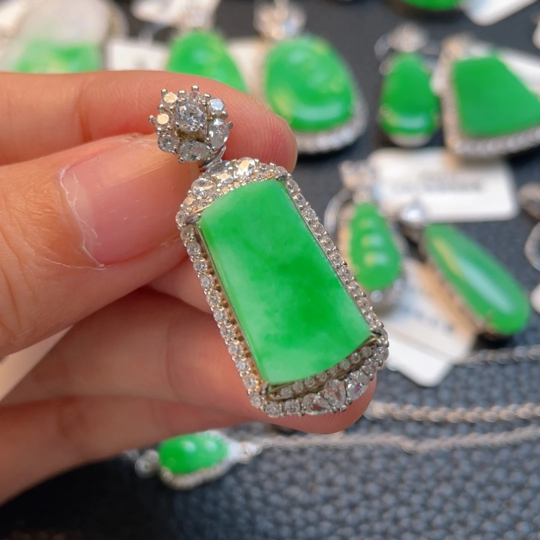 翡翠银S925镶嵌吊坠(不含链)