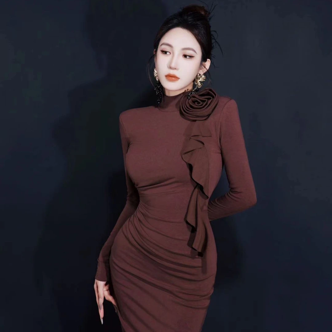 【星姐推荐】星原创高级定制【红糖姜茶】设计师款轻奢秋冬短款连衣裙