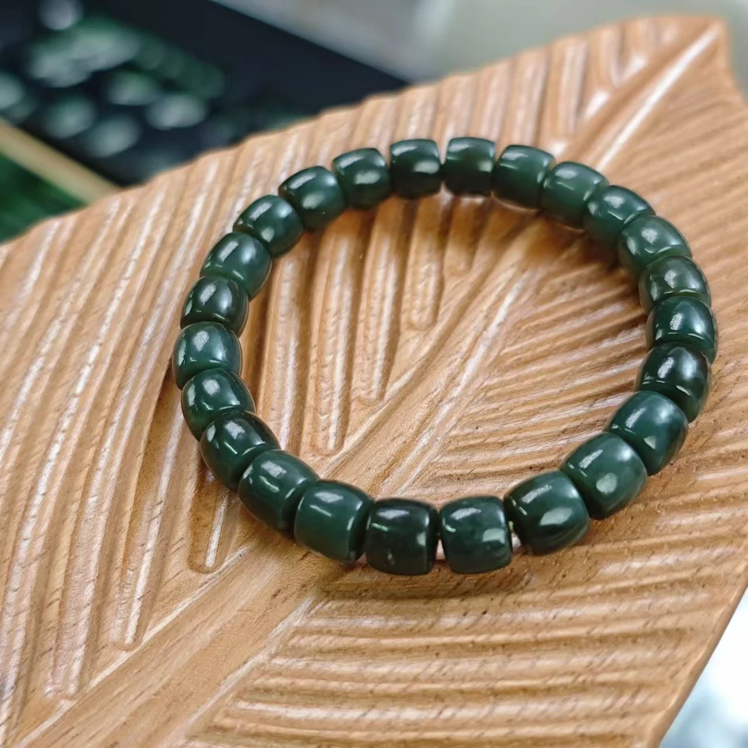 【小雅碧玉】新疆塔青和田玉直切手串8*9mm多样性时尚百搭气质