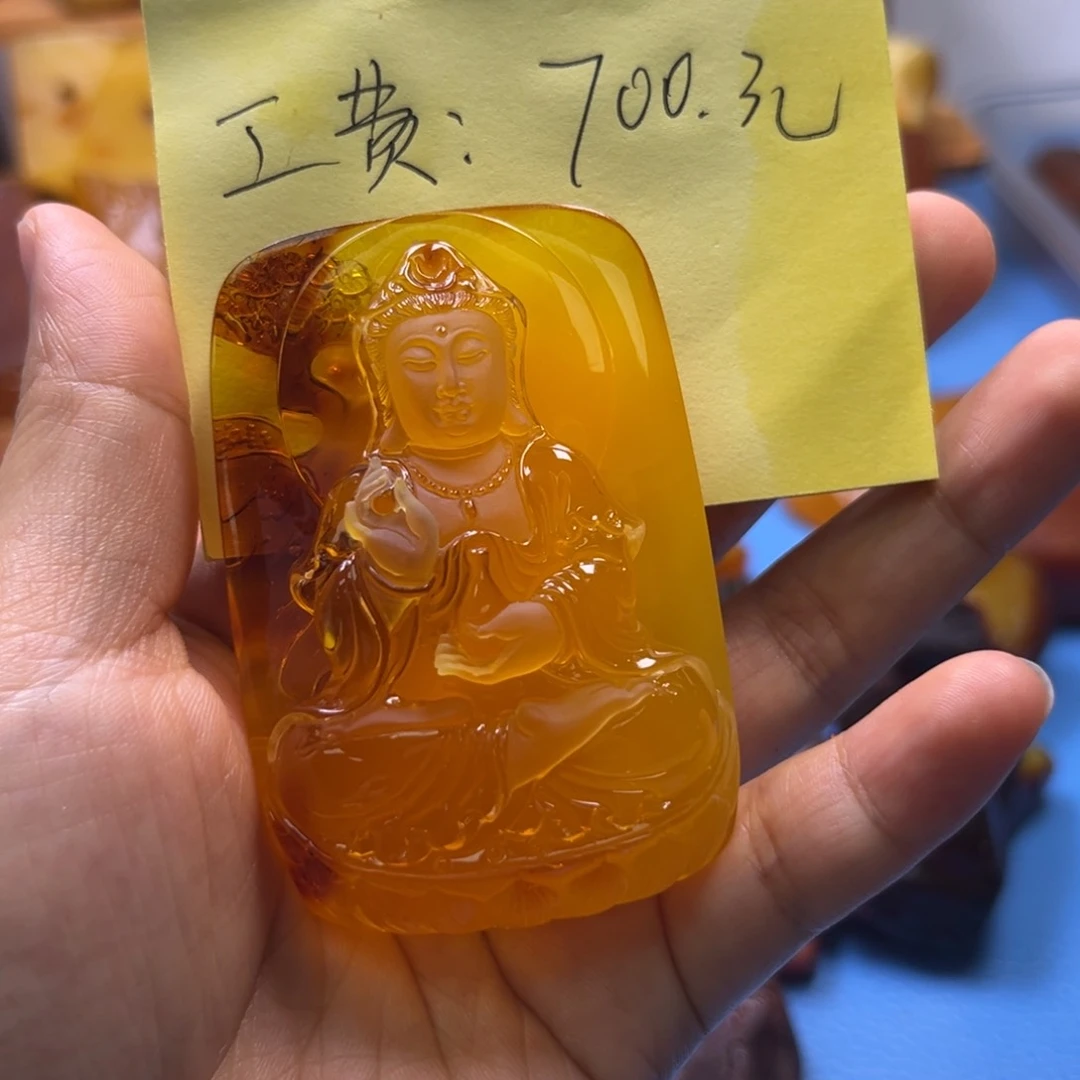 金***娃定制琥珀未镶嵌琥珀蜜蜡雕刻工费