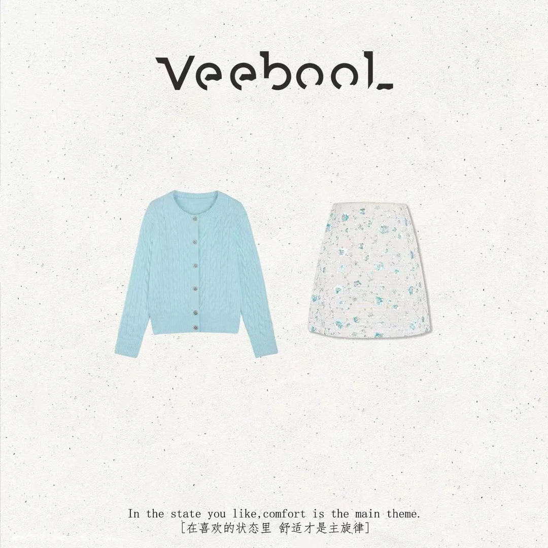 薇宝儿Veebool【千湖之境】冬季多巴胺高级感精致绣花软糯羊毛套装