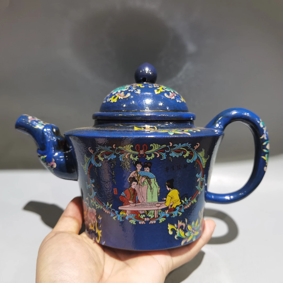珐琅彩大容量1000ml精美茶壶原矿红泥王南林手工