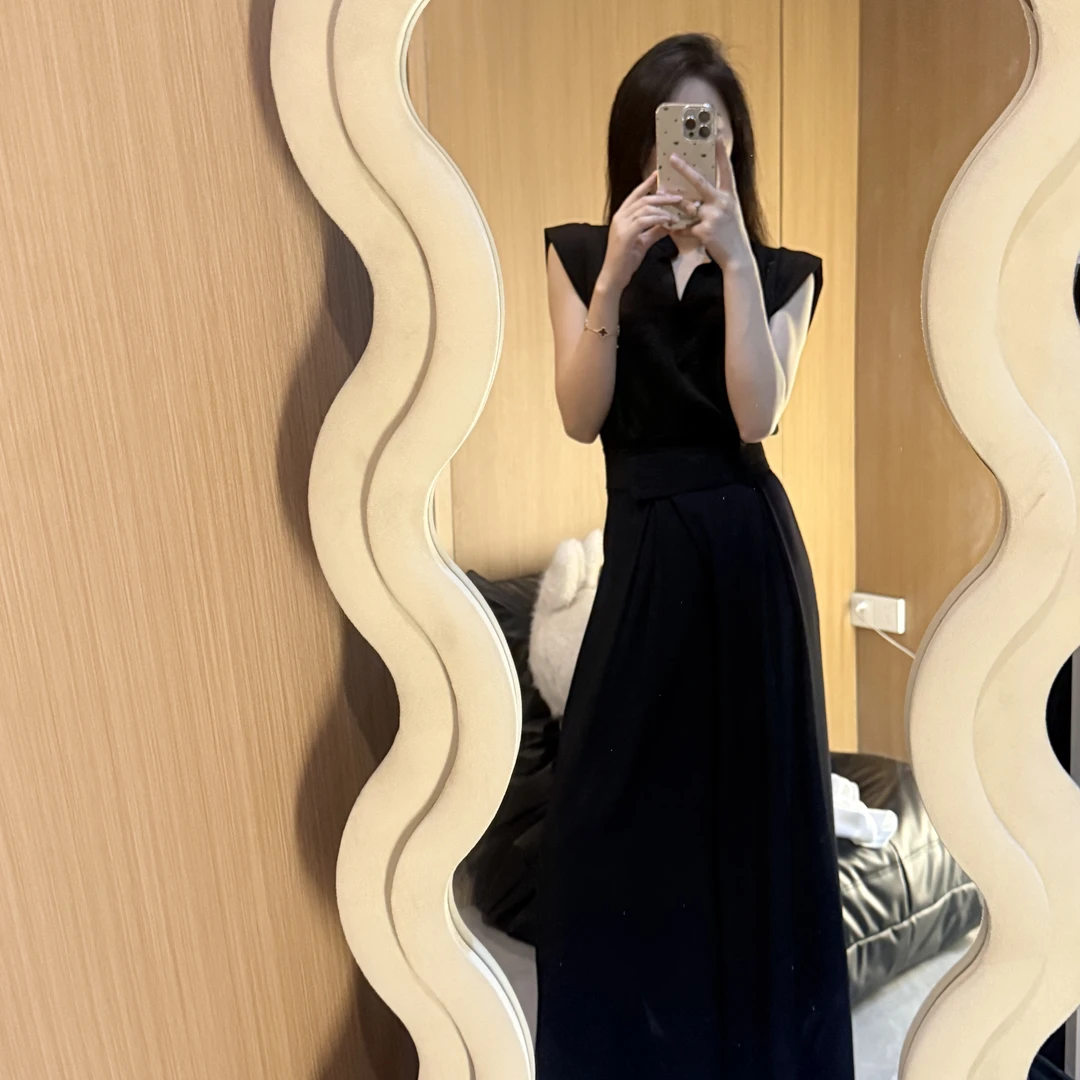 M170时尚洋气套装女夏装显瘦气质衬衫高腰阔腿裤裙盐系穿搭两件套