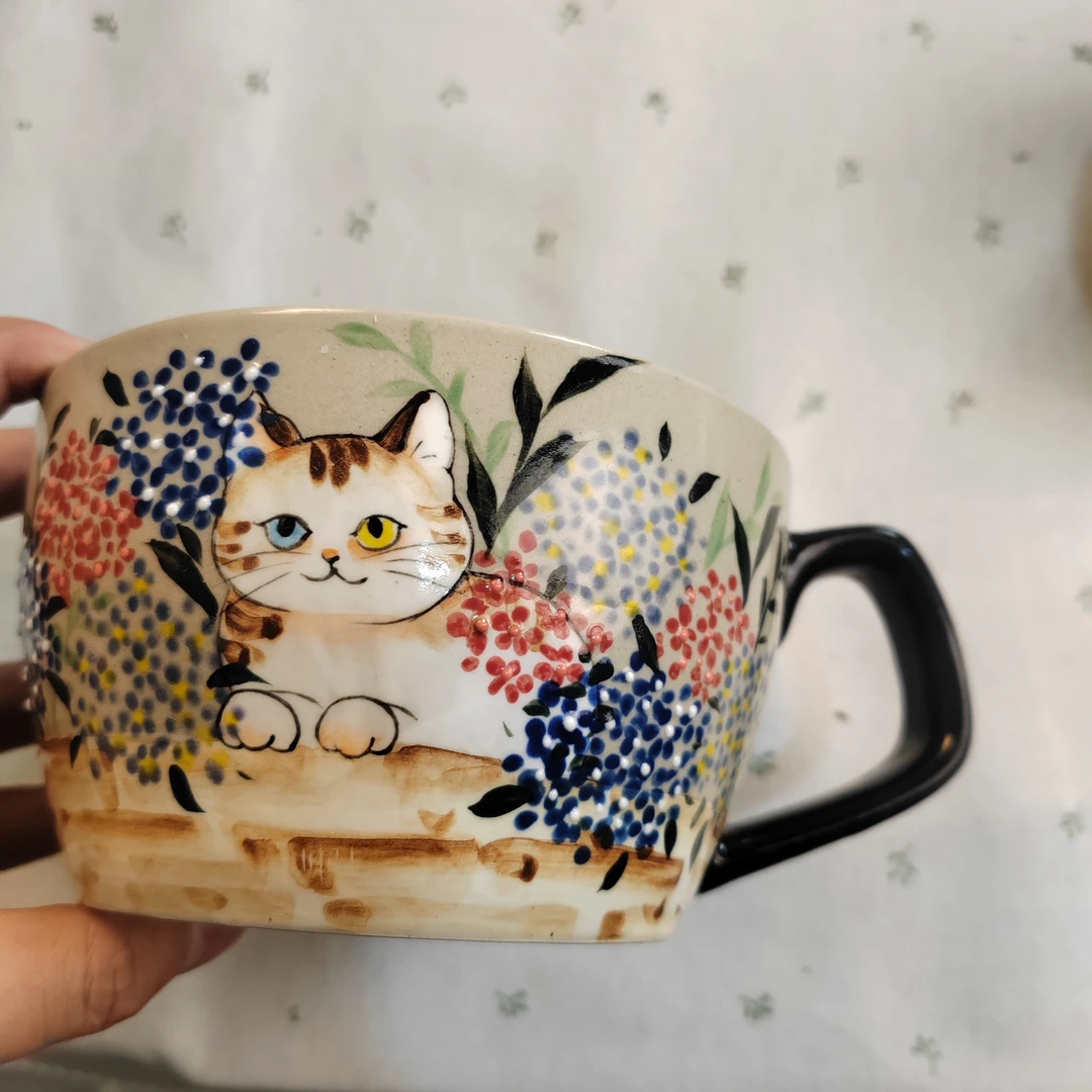 高温釉下彩觀也手绘茶杯