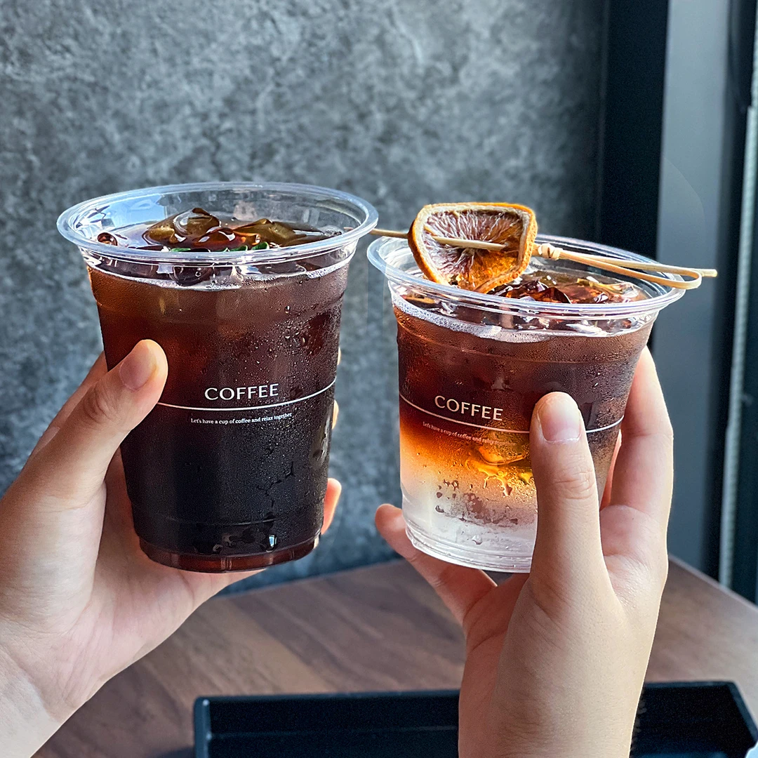 一次性咖啡杯子带盖pet冷饮杯透明塑料98口径外带食品级商用定制