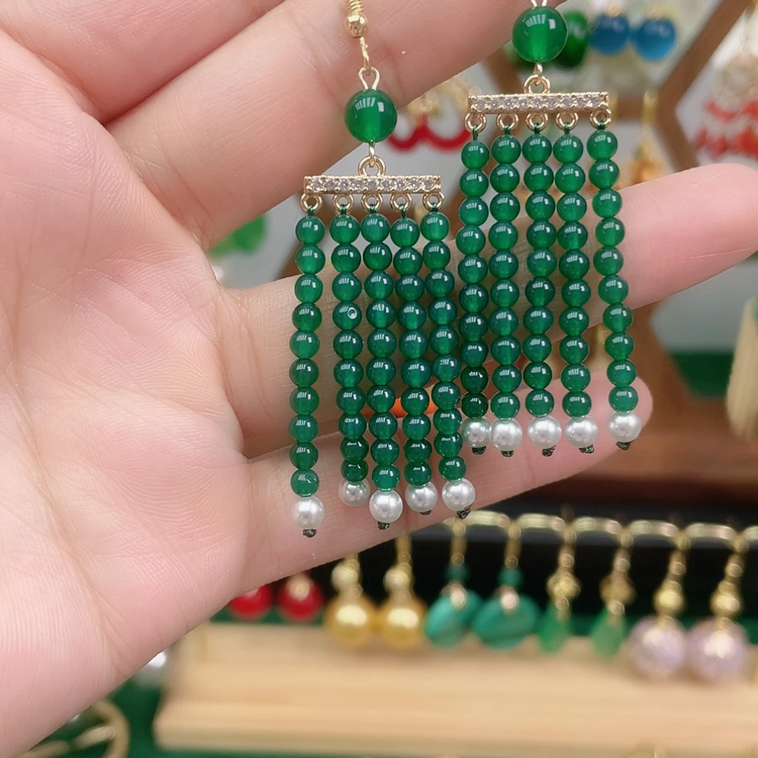 玛瑙/玉髓合金耳饰