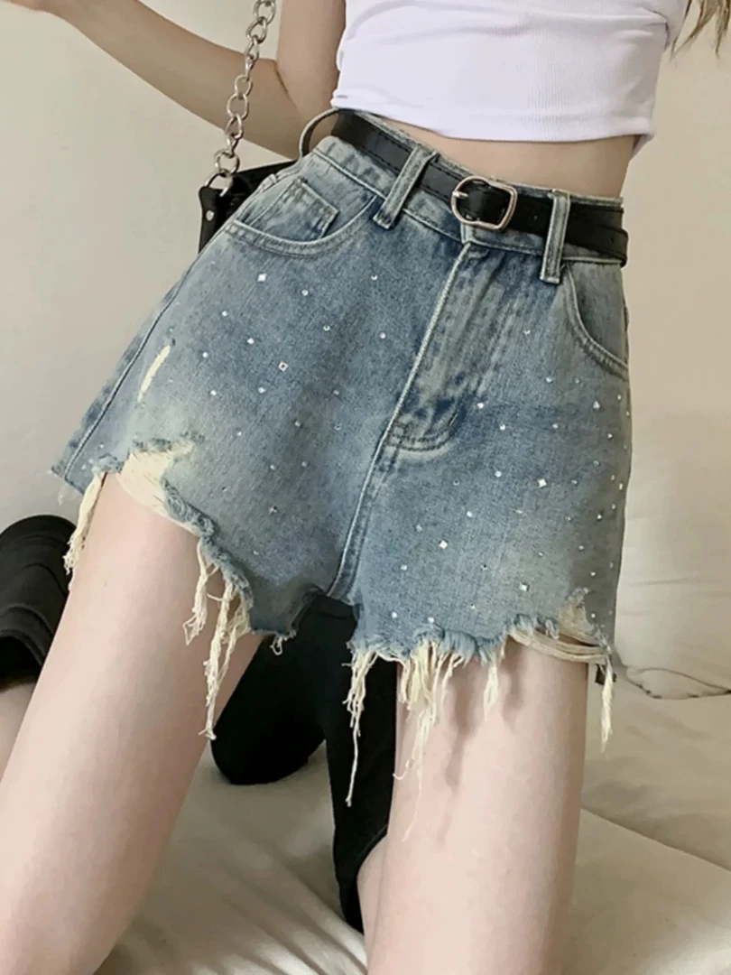 6张蓉蓉）牛仔热裤bloketteins短裤辣妹夏季韩系高腰牛仔短裤短裙