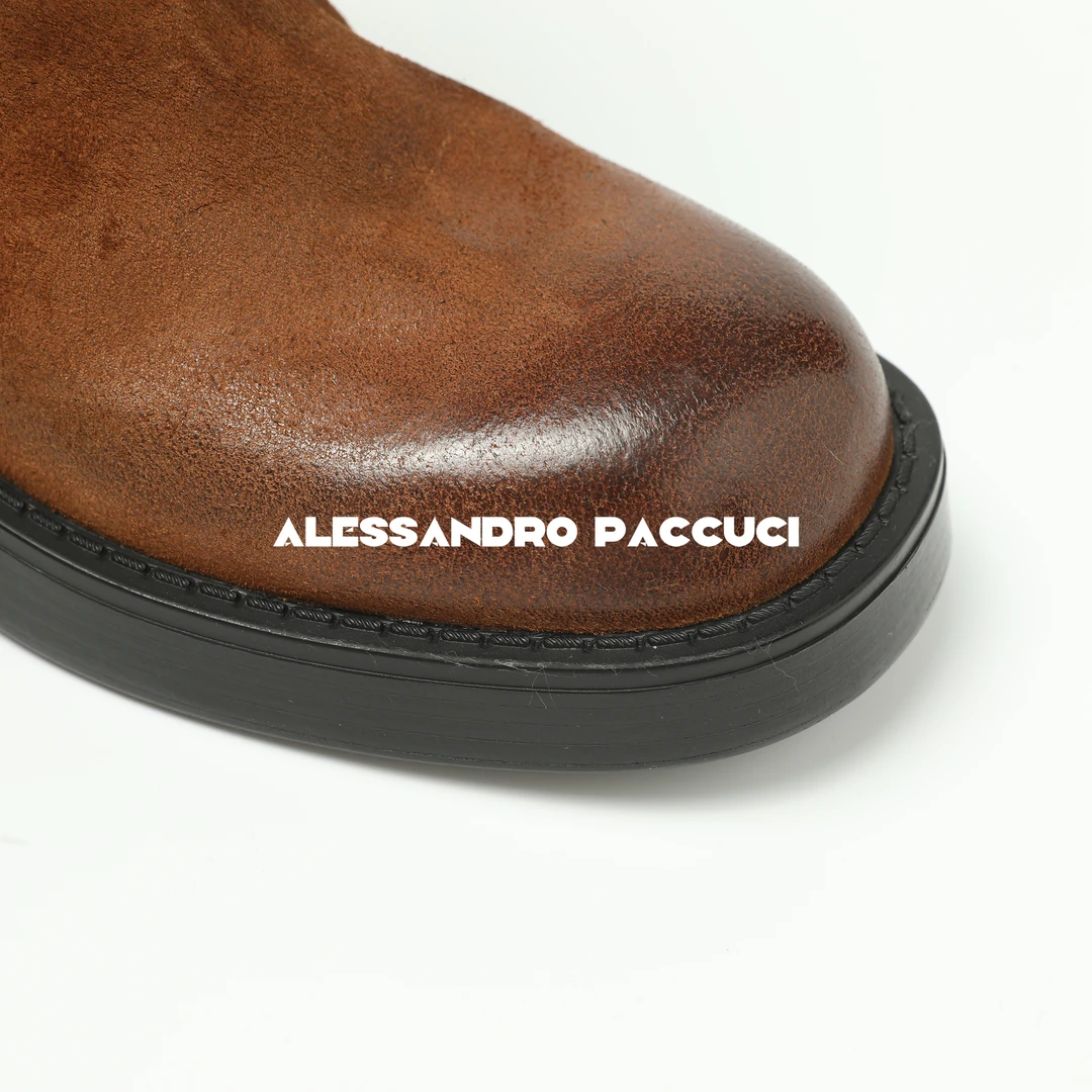 【孤品特价不退换】洛哥43173XH【西部牛仔】黑标水染牛皮高帮鞋子