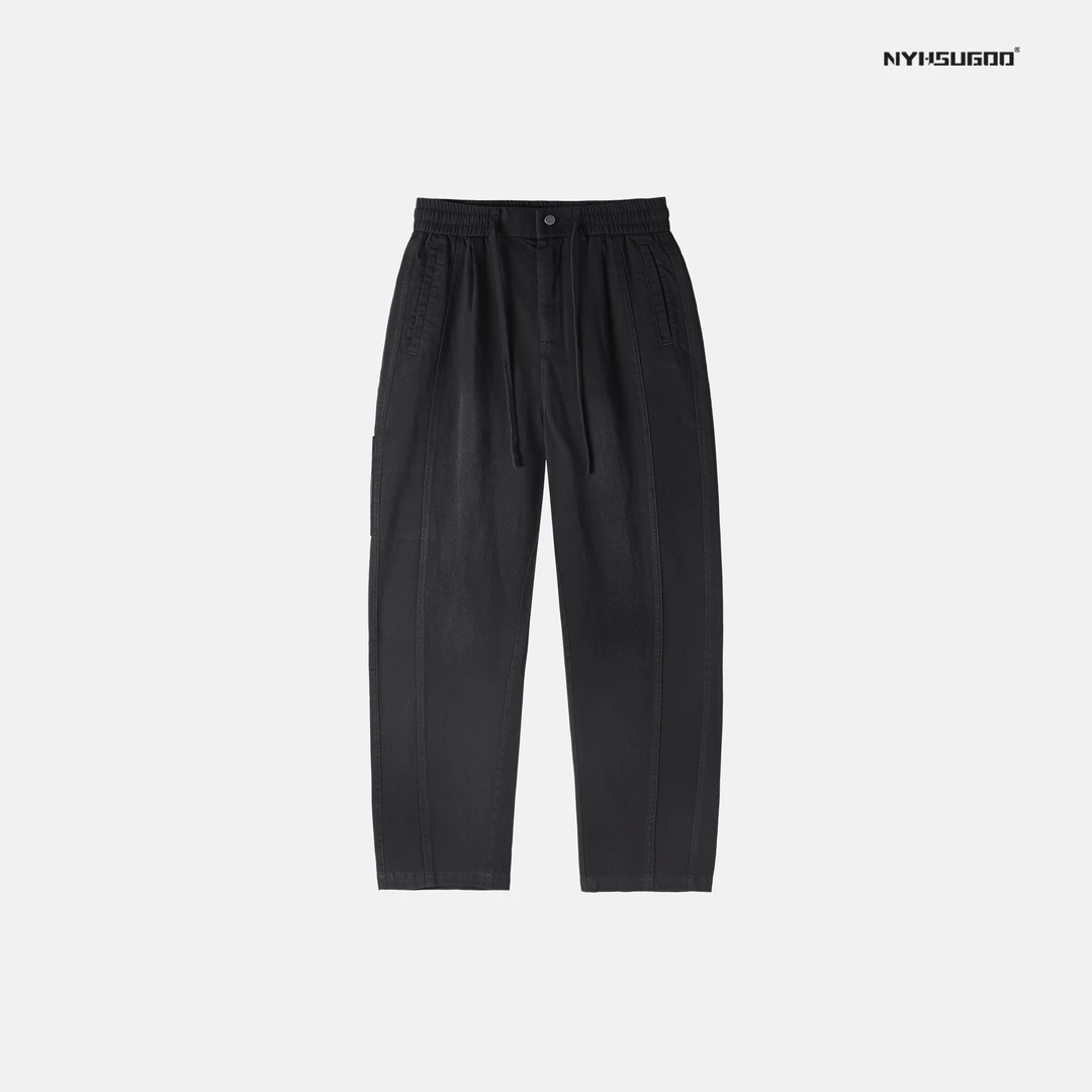 NYHSUGOO/南乙3456春夏25年美式抽绳休闲裤男士全棉微弯刀长裤