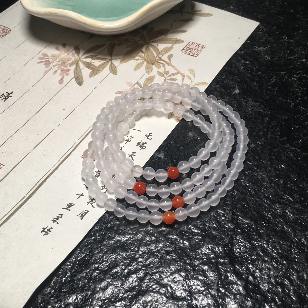 【朱锦南红】天然川料南红高冰荔枝冻简约显白多圈手串送礼5mm+27g