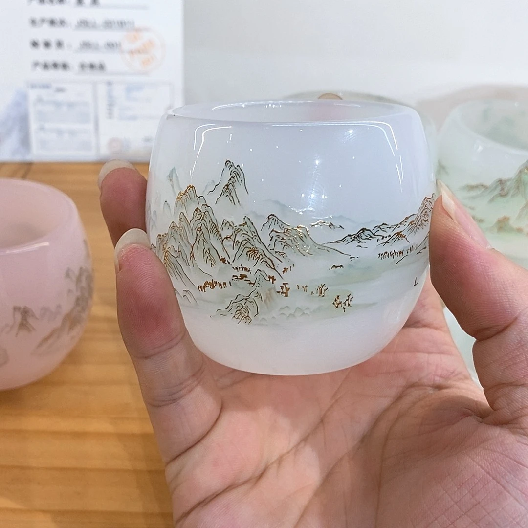 手工艺品琉璃千里江山主人杯